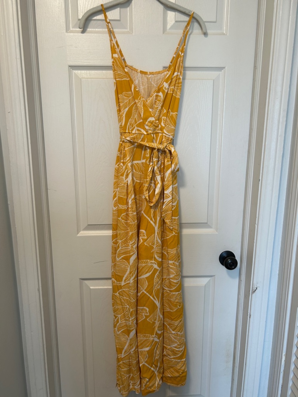 Cupshe Mustard Yellow Tropical Print Spaghetti Strap Jumpsuit